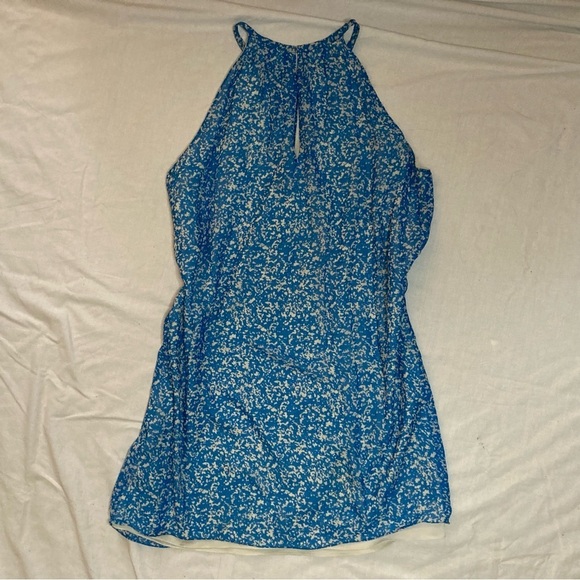 Diane Von Furstenberg Lainey 100% Silk Chiffon Dress Size 12 Blue - Picture 3 of 8